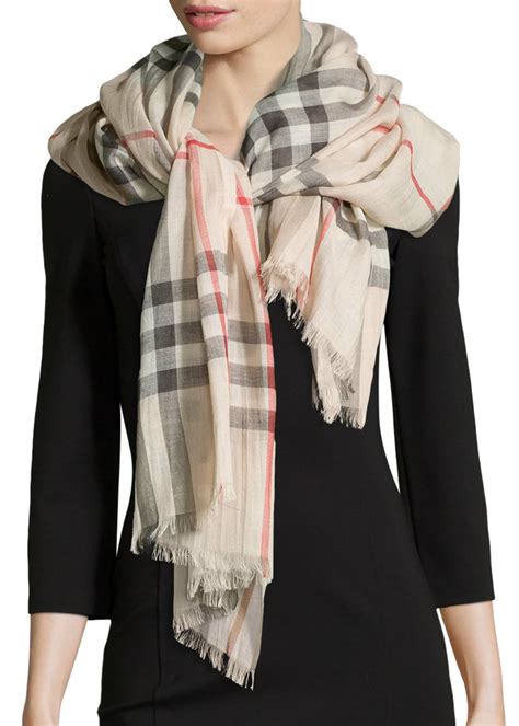 burberry giant check gauze scarf stone|Burberry Giant Check Print Wool & Silk Scarf .